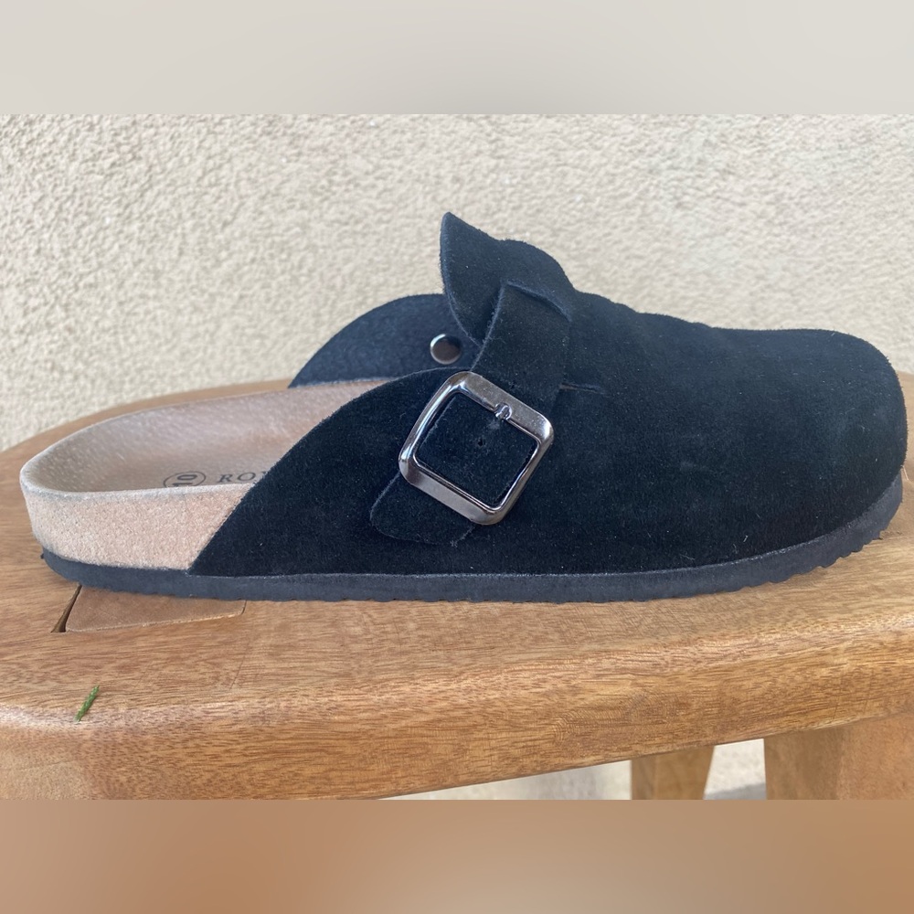 Genuine suede black clogs men’s 10